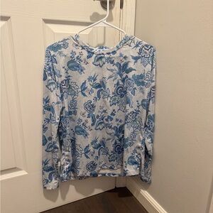 Floral Blue and White Long Sleeve Top tuckernuck sport